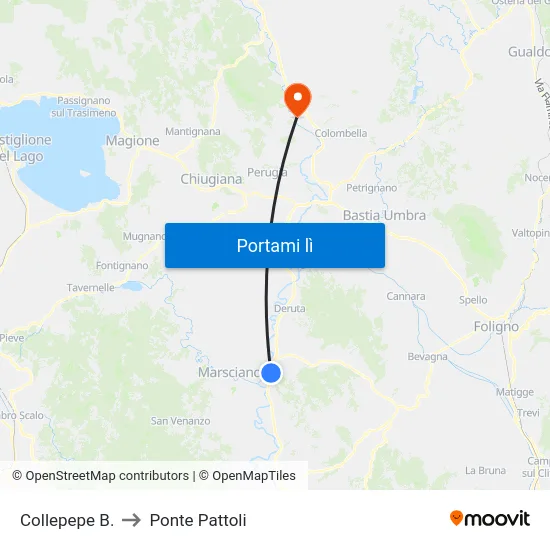 Collepepe B. to Ponte Pattoli map