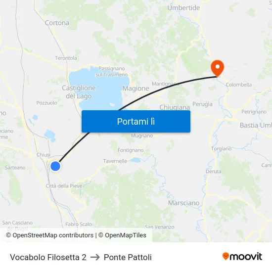 Vocabolo Filosetta 2 to Ponte Pattoli map