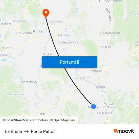 La Bruna to Ponte Pattoli map