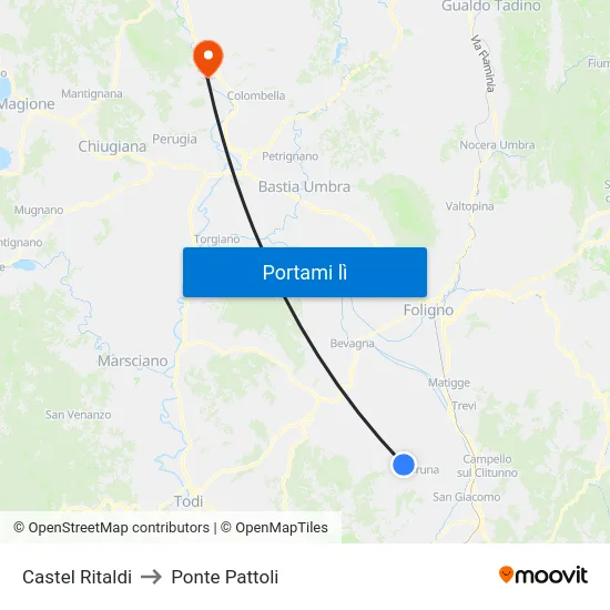 Castel Ritaldi to Ponte Pattoli map