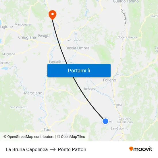 La Bruna Capolinea to Ponte Pattoli map