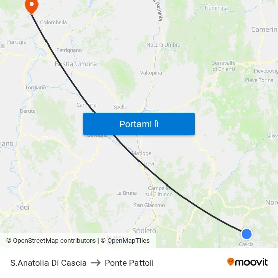 S.Anatolia Di Cascia to Ponte Pattoli map