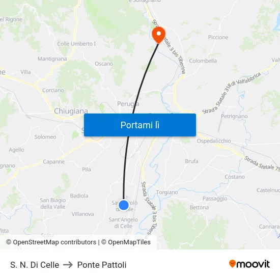 S. N. Di Celle to Ponte Pattoli map