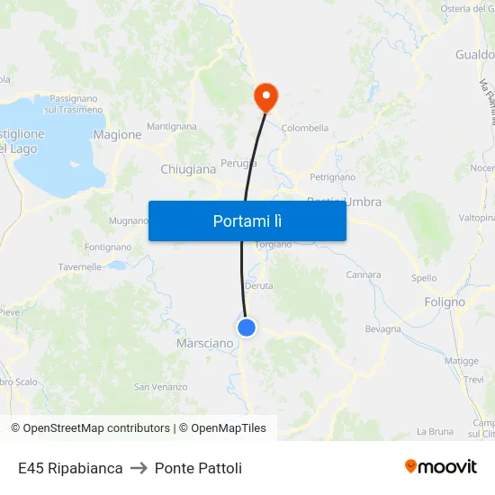 E45 Ripabianca to Ponte Pattoli map