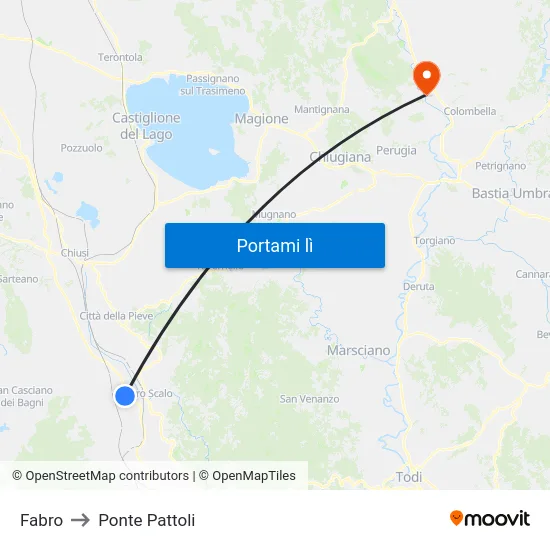 Fabro to Ponte Pattoli map