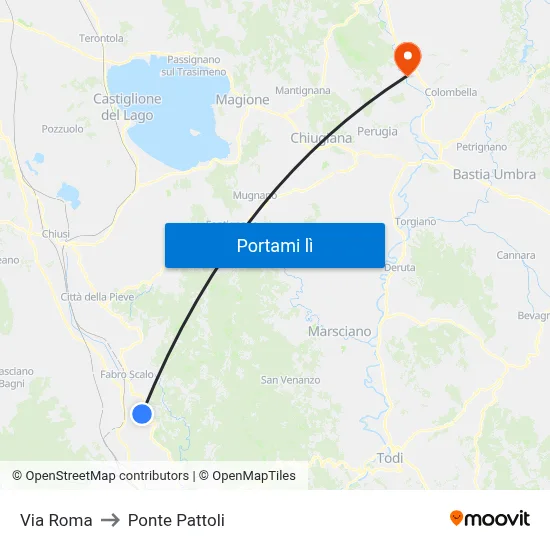 Via Roma to Ponte Pattoli map