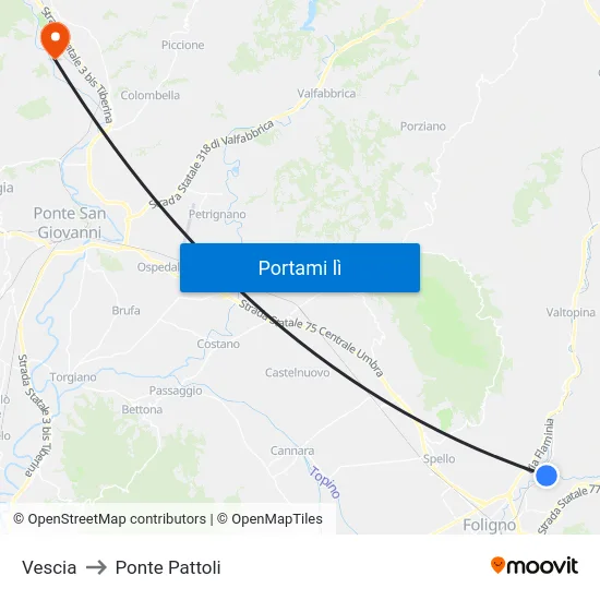 Vescia to Ponte Pattoli map