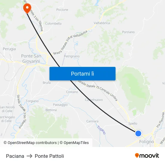 Paciana to Ponte Pattoli map