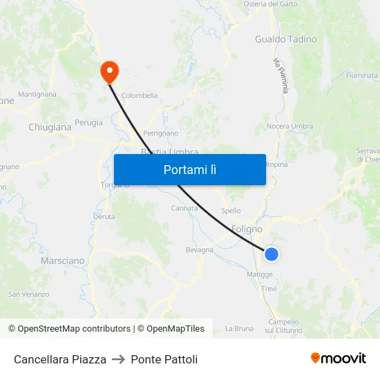 Cancellara Piazza to Ponte Pattoli map