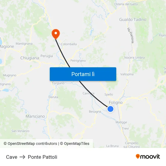Cave to Ponte Pattoli map