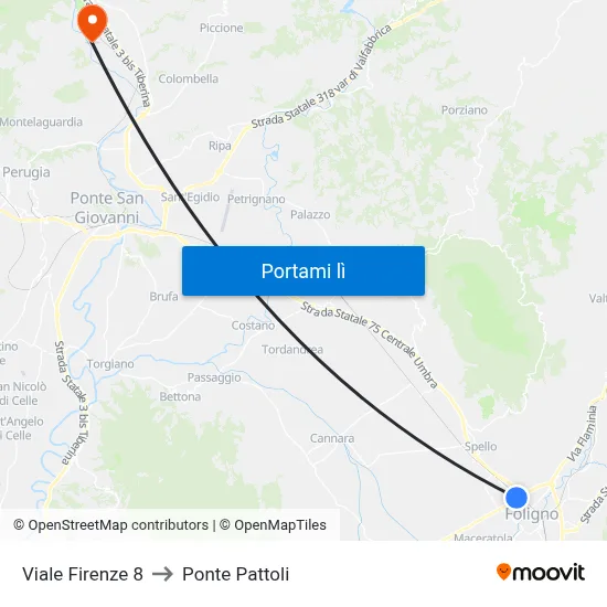 Viale Firenze 8 to Ponte Pattoli map