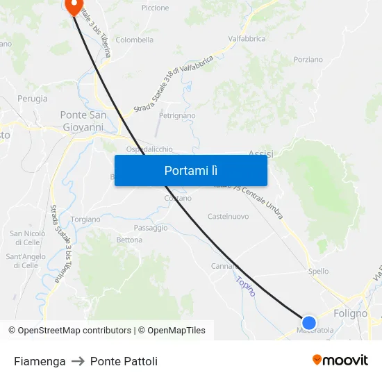 Fiamenga to Ponte Pattoli map
