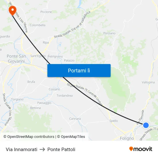 Via Innamorati to Ponte Pattoli map