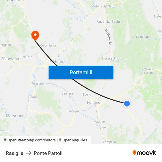 Rasiglia to Ponte Pattoli map