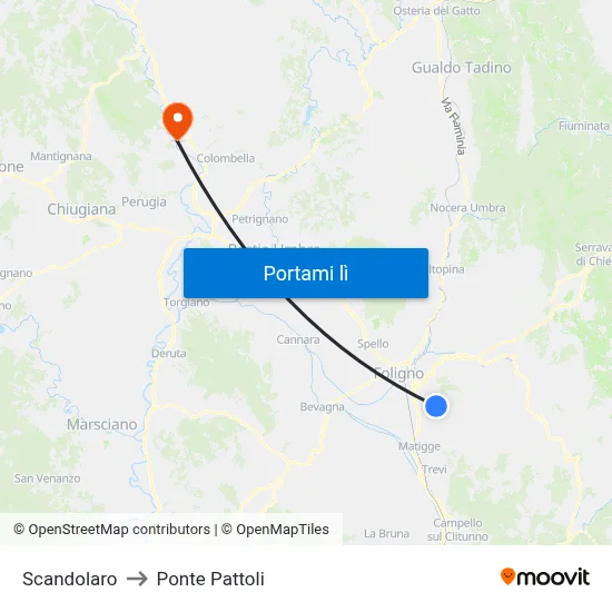 Scandolaro to Ponte Pattoli map