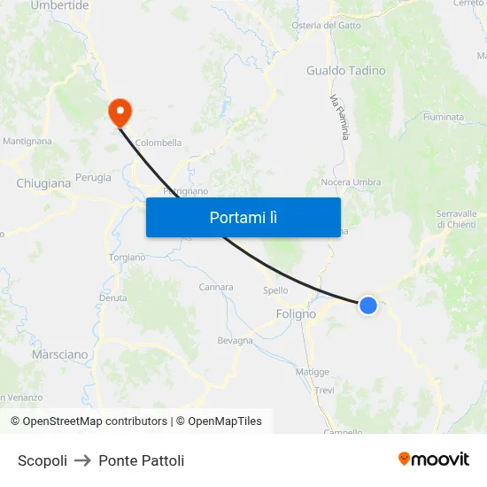 Scopoli to Ponte Pattoli map