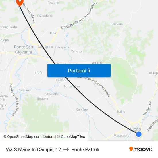 Via S.Maria In Campis, 12 to Ponte Pattoli map