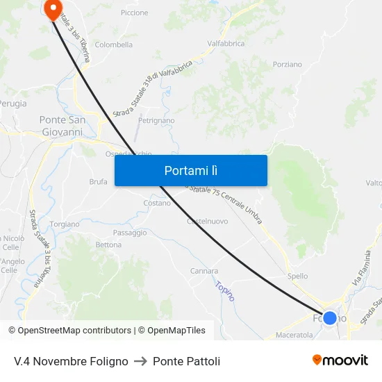 V.4 Novembre Foligno to Ponte Pattoli map