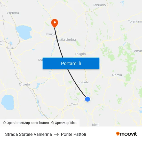 Strada Statale Valnerina to Ponte Pattoli map
