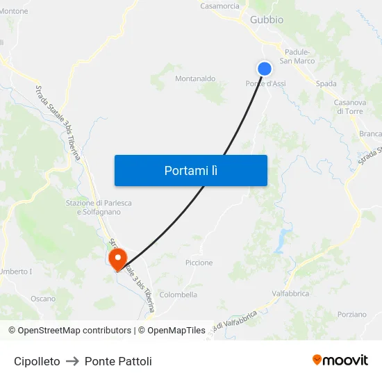 Cipolleto to Ponte Pattoli map
