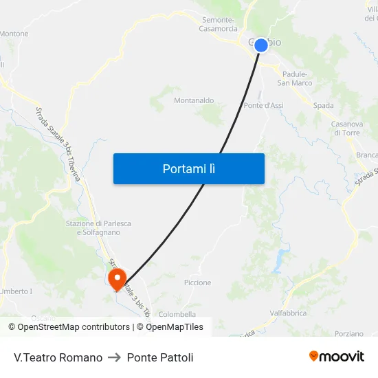 V.Teatro Romano to Ponte Pattoli map