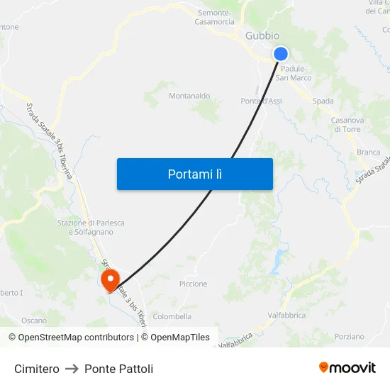 Cimitero to Ponte Pattoli map
