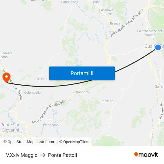 V.Xxiv Maggio to Ponte Pattoli map
