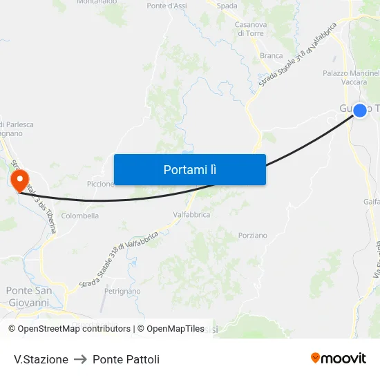 V.Stazione to Ponte Pattoli map