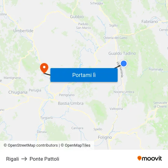 Rigali to Ponte Pattoli map