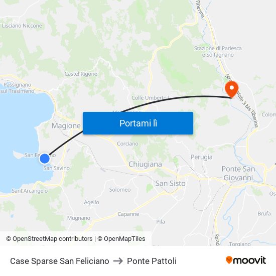 Case Sparse San Feliciano to Ponte Pattoli map