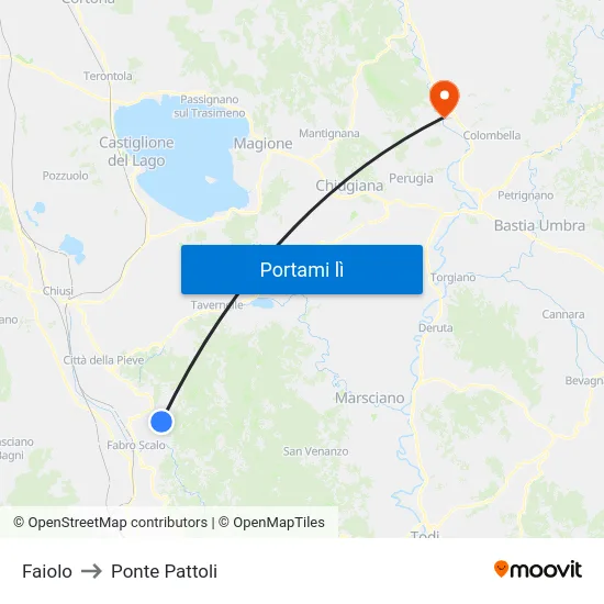 Faiolo to Ponte Pattoli map