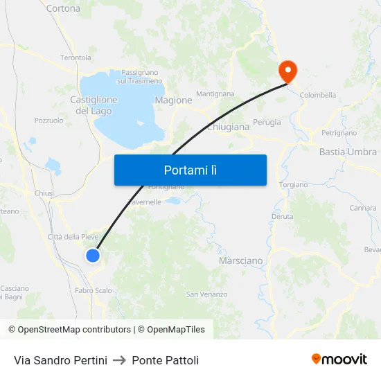 Via Sandro Pertini to Ponte Pattoli map