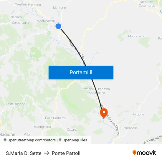 S.Maria Di Sette to Ponte Pattoli map