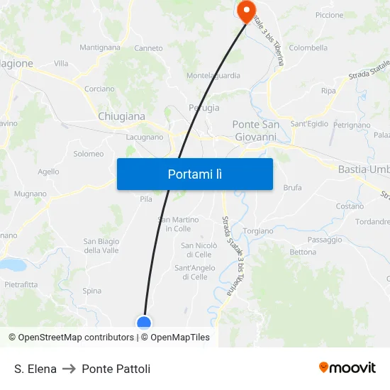 S. Elena to Ponte Pattoli map
