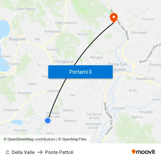 C. Della Valle to Ponte Pattoli map