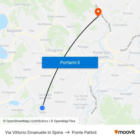Via Vittorio Emanuele In Spina to Ponte Pattoli map