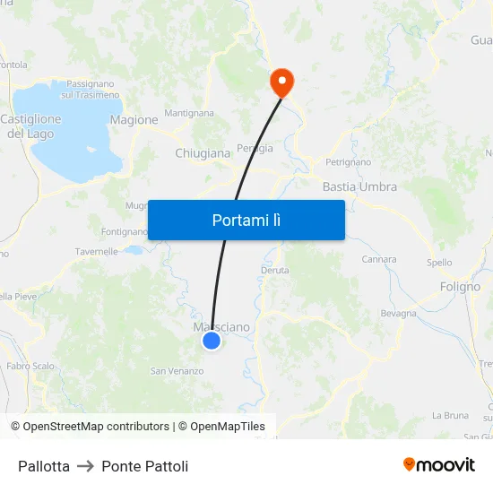 Pallotta to Ponte Pattoli map