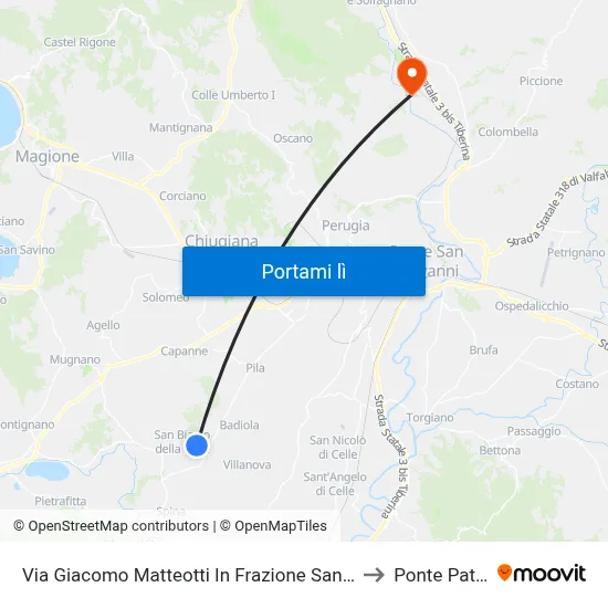 Via Giacomo Matteotti In Frazione San Biagio to Ponte Pattoli map
