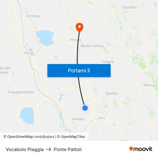Vocabolo Piaggia to Ponte Pattoli map