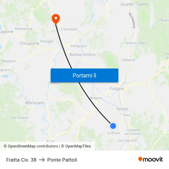 Fratta  Civ. 38 to Ponte Pattoli map