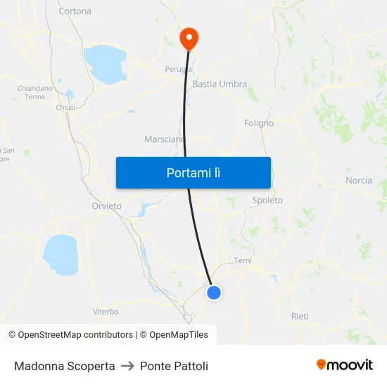 Madonna Scoperta to Ponte Pattoli map