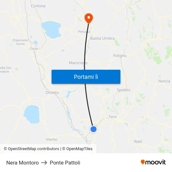 Nera Montoro to Ponte Pattoli map