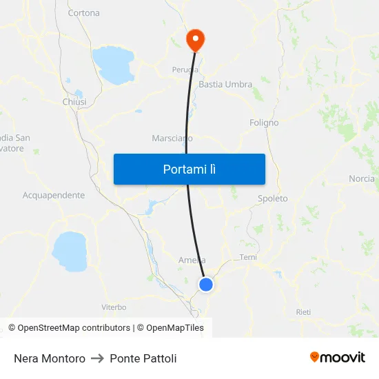 Nera Montoro to Ponte Pattoli map