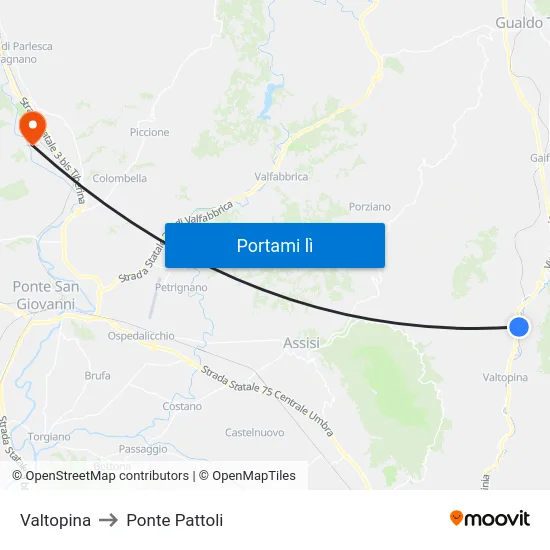 Valtopina to Ponte Pattoli map