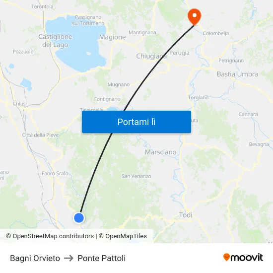 Bagni Orvieto to Ponte Pattoli map