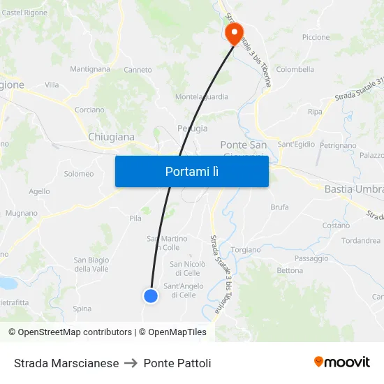 Strada Marscianese to Ponte Pattoli map