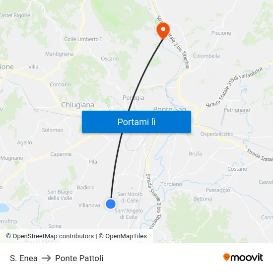 S. Enea to Ponte Pattoli map