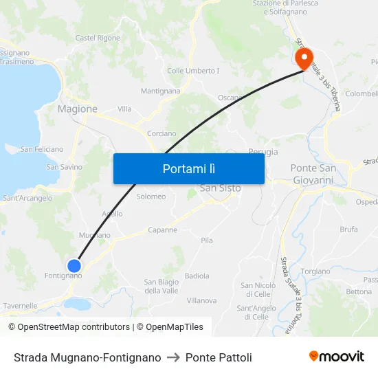 Strada Mugnano-Fontignano to Ponte Pattoli map