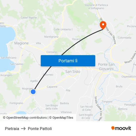 Pietraia to Ponte Pattoli map