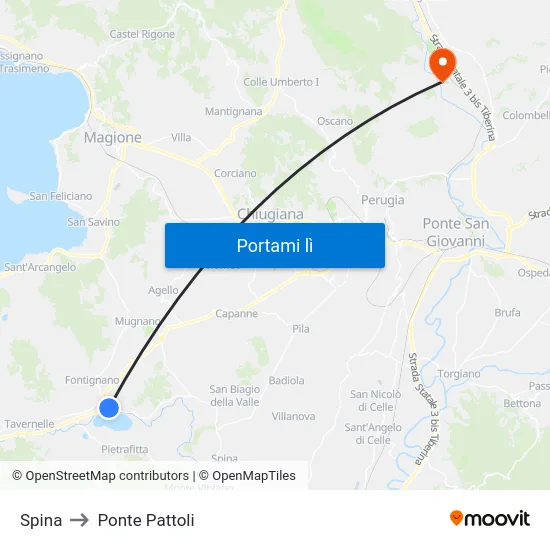 Spina to Ponte Pattoli map